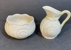BELLEEK IRELAND NAUTILUS SHELL MILK JUG AND SUGAR BOWL. 6th STAMP 1965-80.