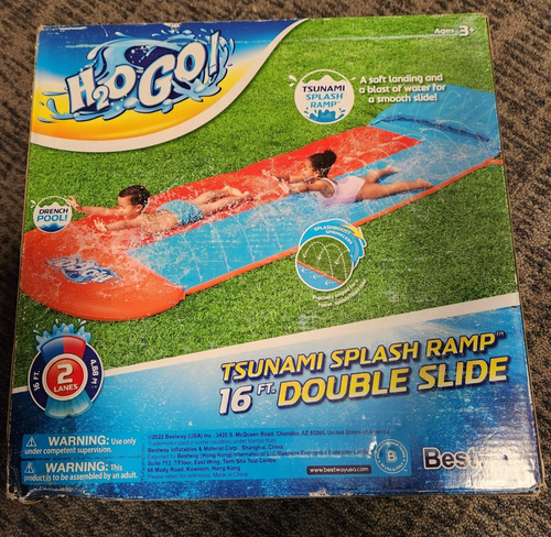 H2O Go Tsunami Splash Ramp 16 Ft. Double Slip & Slide 4C - Picture 3 of 6