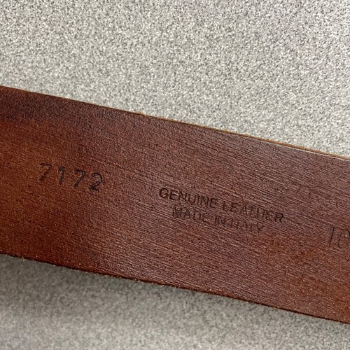 Orciani Brown Leather Belt Mens Size 100 Engraved Embossed Blue Made in Italy - Picture 10 of 10