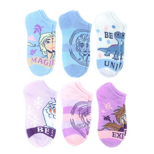 Disney Frozen II No Show Socks ~ 6 Pair Size L Shoe Size 4-10 NWT - Picture 2 of 4
