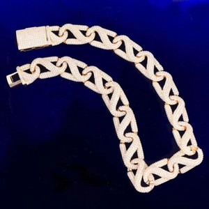 Authentic 25ct Round Simulated Diamond Yellow Gold Plated Infinite Lock Chain Necklace Men