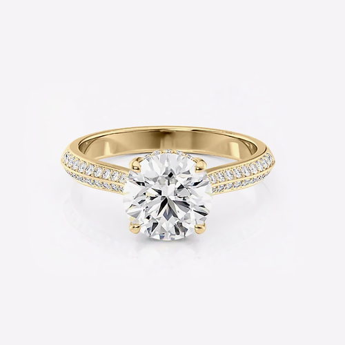 1.90 Ct Round Cut Lab Grown IGI Diamond Wedding Ring in Solid 14k Yellow Gold - Picture 1 of 12