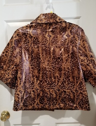Mark Zunino Vegan Leather Leopard Print 3/4 Sleeve Jacket Women's Sz M - Picture 10 of 11