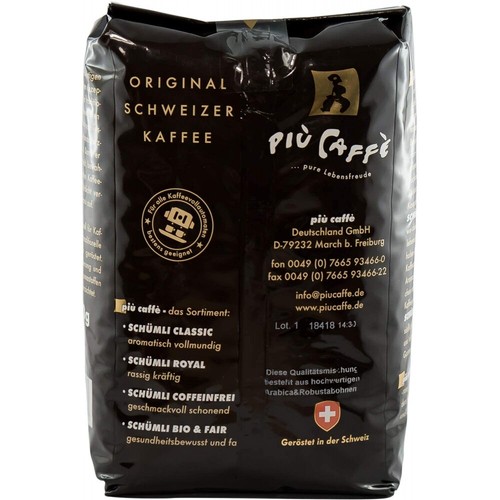Piu Caffe Schümli Royal 1000g Kaffeebohnen würzig kräftig gehaltvoll intensiv - Bild 2 von 3