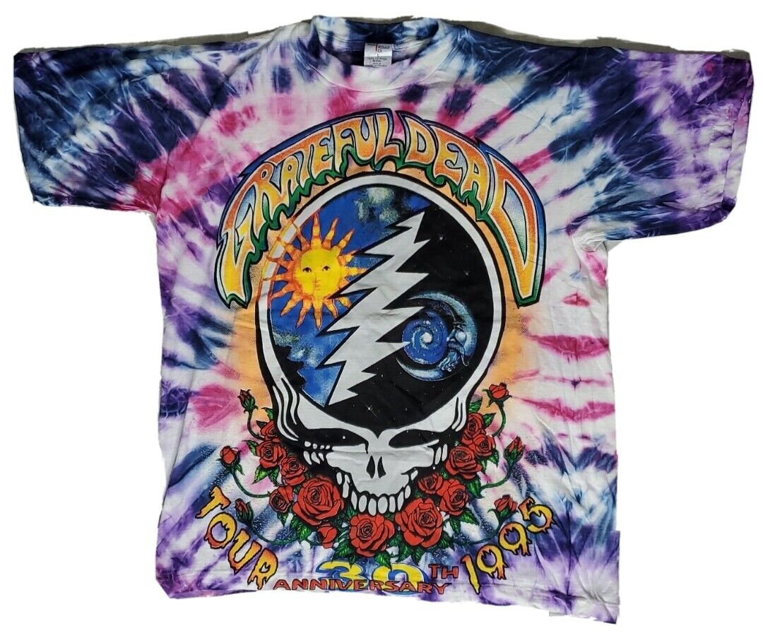 Grateful Dead T-Shirt Adult L Summer Tour 1995 Vintage Tie Grateful Dead T-Shirt Adult L Summer Tour 1995 Vintage Tie