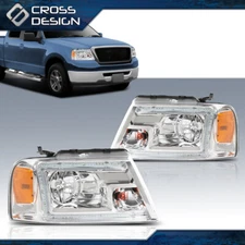 FIT FOR 04-08 FORD F150 06-08 LINCOLN MARK LT CHROME HOUSING HALOGEN HEADLIGHTS