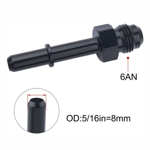 2PCS 6AN AN6 EFI Fuel Adapter Fitting to 5/16" Male GM Quick Connect LS Black - Picture 4 of 6