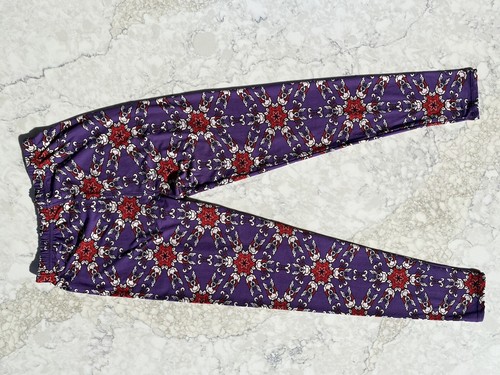 Agnes & Dora Floral Purple/Red Multicolor Stretch Leggings Size S/M - Picture 9 of 12