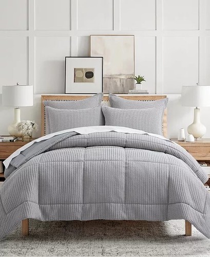 Levtex Home Mills Waffle Grey Pewter Comforter Set, F/Q.