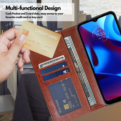 Funda billetera abatible CBUS Folio con efectivo y soporte para tarjetas para Motorola Moto G Pure - Imagen 11 de 11