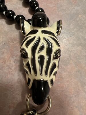 Ciner Style Giraffe Head Clasp Beaded Double Strand Necklace Red Sparkly Eyes