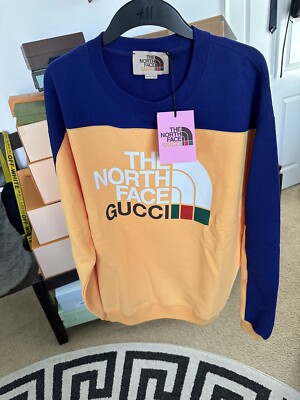 NWT Gucci X The North Face Sweater Logo Yellow/Blue Large Limited