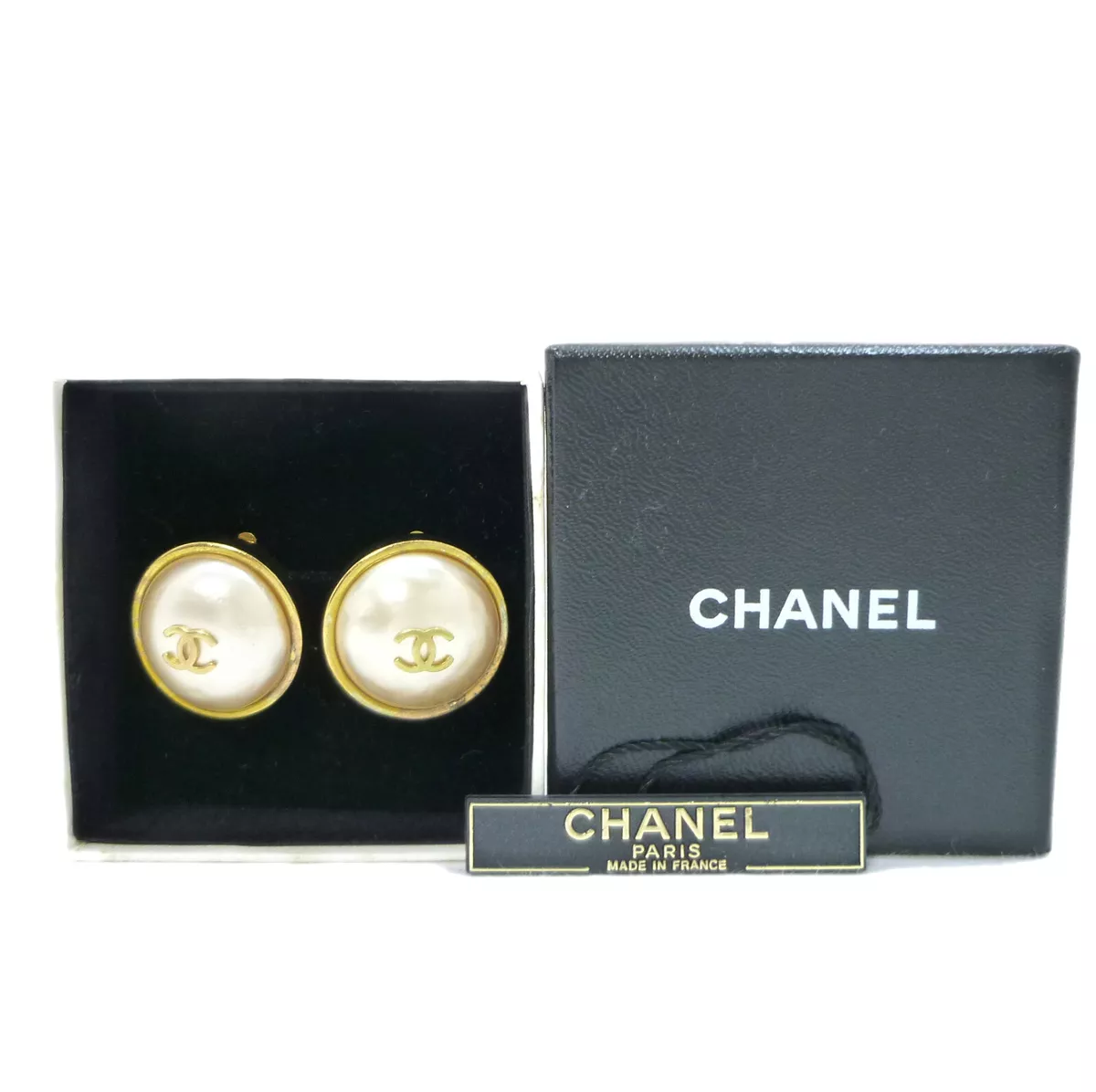 authentic chanel pearl earrings vintage