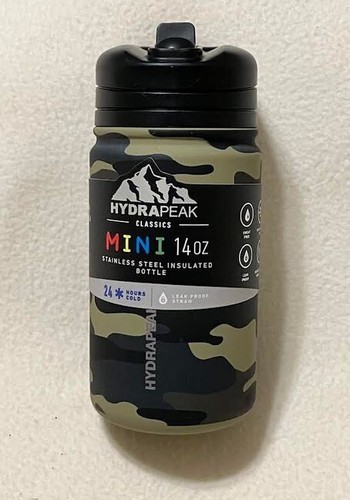 Hydrapeak Edelstahl Wasserflasche, Kinder tarnfarben 14 Unzen BPA-frei auslaufsicher Neu - Bild 1 von 3