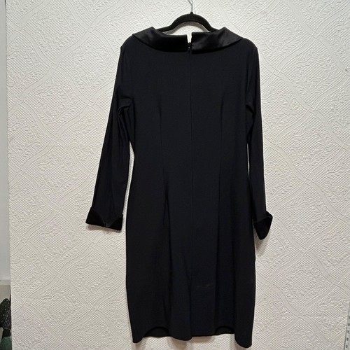 Alex Evenings Dress Womens 16 Black Long Sleeve Satin Collar Funeral Formal - Picture 2 of 10