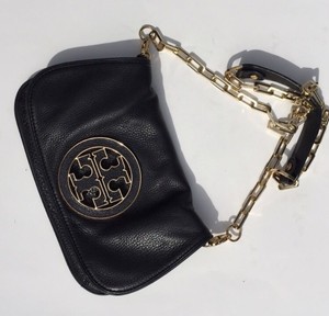Tory Burch Black And Gold Reva Amanda Crossbody Clutch Ebay Image Is Loading Tory Burch Black And Gold Reva Amanda Crossbody