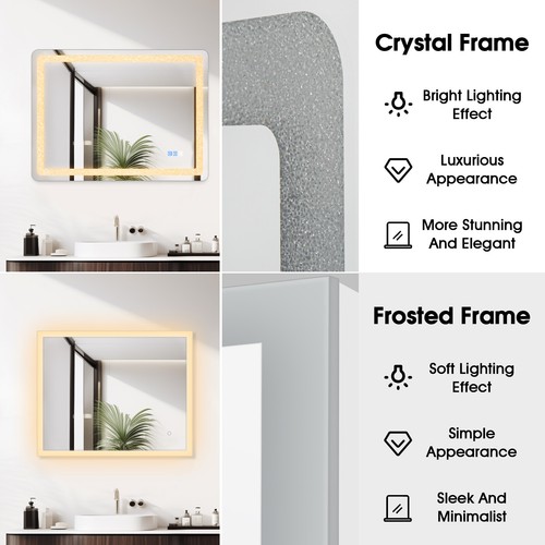Anti-Fog LED Bathroom Mirror Makeup Wall Mount Vanity Mirrors Crystal Lights - Picture 7 of 22