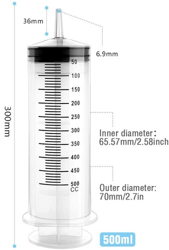 Spritze mit 1m Schlauch 500ml Dosierspritze Einwegspritzen Liquidspritzen - Bild 14 von 18