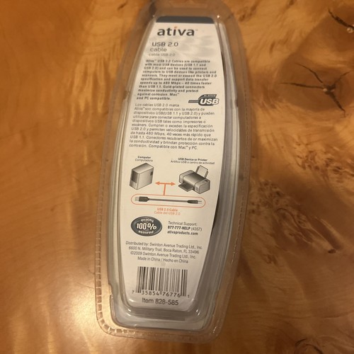 Ativa Usb Gold Series A Plug / B Plug 24k Gold 6’ Device Cable - Picture 2 of 2