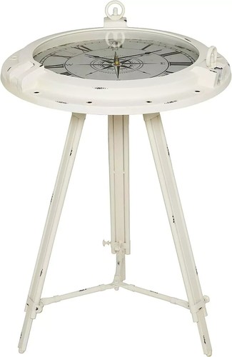White Accent Table Round Nautical Coastal Beachy Modern Sunroom Tripod Side 24"H - Picture 5 of 24
