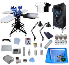 TECHTONGDA Silk Screen Printing Kit 3 Color 4 Station T-shirt Printing Press New