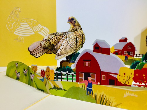 Origami Pop Cards Golden Hen Chicken 3D Pop Up Greeting Card Birthday Animal Fun - Picture 10 of 12