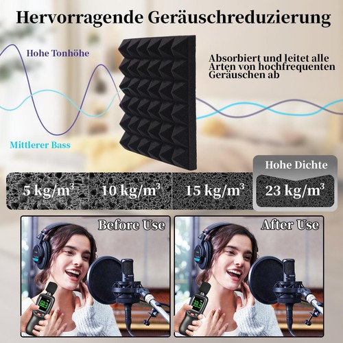 24 x schiuma acustica fonoassorbente schiuma bugnata schiuma bugnata stanza - Foto 5 di 27