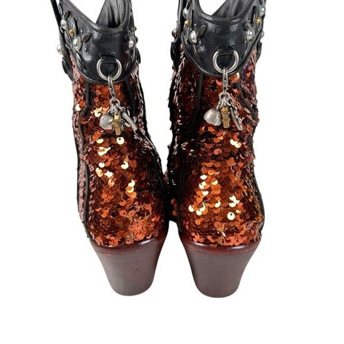 Coach Sequin Cowgirl Western Boots Women’s 8.5 Black Glitter Rodeo Party Glam - Picture 11 of 15