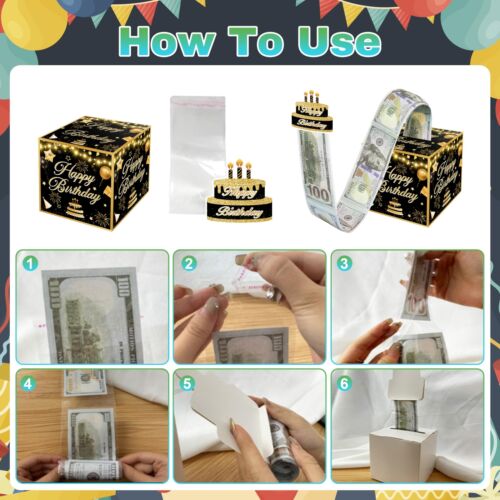 Birthday Money Box for Cash Gift Happy Birthday Money Pull Box & Cash Holder ... - Picture 4 of 6