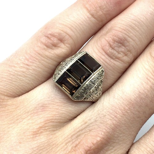 Theodor Fahrner 925 Silber Ring Damen Filigran Schmuck Rauchquarz 17.8mm / 56 - Bild 4 von 15