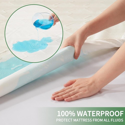 Waterproof Mattress Protector Cooling Bamboo Pad 3D Air Fitted Deep Pocket New - Picture 4 of 8
