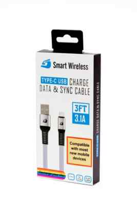 Wholesale Lot Pack of 25 Type C 3.1 Amp 3ft Cable Fast Charging Data Transfer