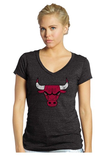 NBA Chicago Bulls Damen Premier Triblend bescheidener V-Ausschnitt T-Shirt klein *neu mit Etikett*