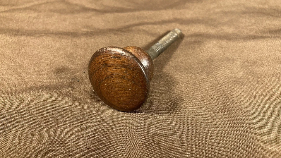 Antique Walnut? Round Knob Thick Drawer Door Pull Handle Long Threaded Shank - Image 2 of 4