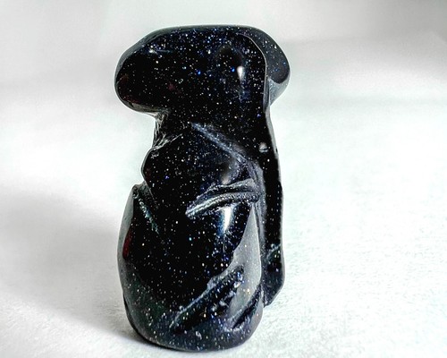 Handgeschnitzter Hund Geist Tier blau Goldstein Hund Miniatur Edelstein Figur 9166 - Bild 5 von 5