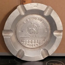 VINTAGE ALUMINUM SOUVENIR ASHTRAY MUSEUM OF SCIENCE AND INDUSTRY CHICAGO IL