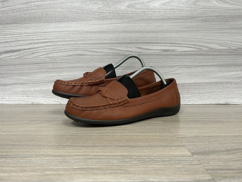 Hotter Selena Shoes Size 8 Comfort Concept Tan Slip On Leather Loafers Flats Std