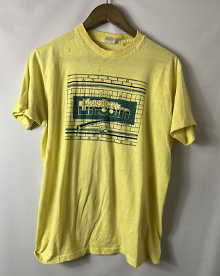 Vintage 80s 1983 Lincoln Marathon Nevraska Yellow T Shirt Size M