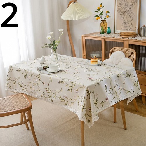 Tablecloth Table Cover Floral Lace Edge Living Room Home Decor Pastoral Style - Picture 2 of 17