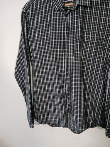 Quiksilver Mens Long Sleeved Shirt Large Black White Check Mid Fit 100% Cotton - Picture 2 of 17