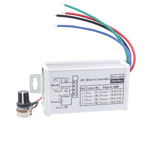 PWM DC Brush Motor Stepless Variable Speed Controller Switch 12V 24V 48V 60V 20A - Picture 3 of 4