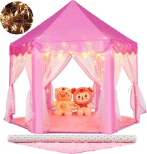 Princess Tent Girls Large Playhouse Kids Castle Play Tent with Star Lights Toy f