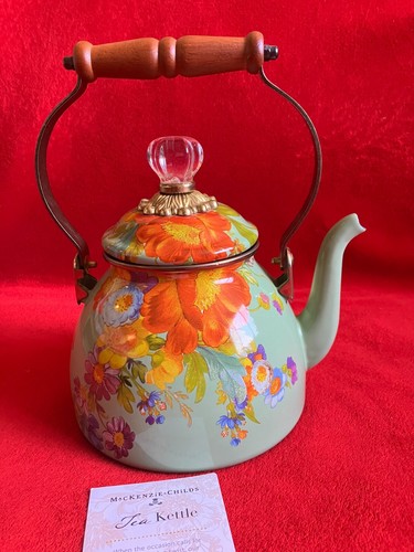 MacKenzie Childs 2 Quart grün Blumenmarkt TEEKANNE WASSERKOCHER ** schön MG - Bild 2 von 4