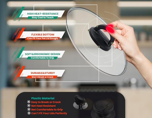 Pot Lid Knobs Handles Replacement Pan Lid Handle Crock Universal Easy to Install - Picture 4 of 9