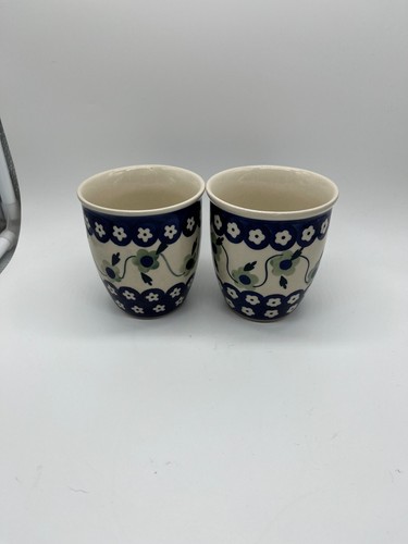 VTG 2 Polmedia Polish Pottery Stoneware Mug Hand Painted 10 oz. - Picture 7 of 7