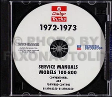 1972 1973 Dodge Truck Shop Manual CD Pickup Power Wagon Repair Service 100-800