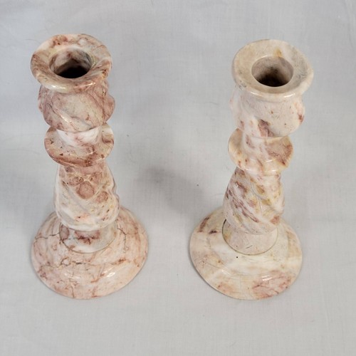 Par de candelabros de mármol rosa de colección 6 pulgadas - Imagen 2 de 6
