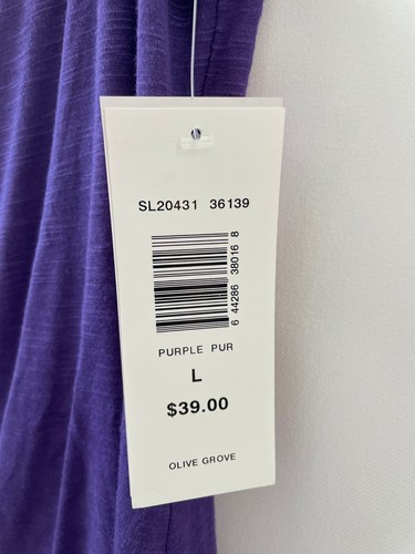 Sunny Leigh Womens Olive Grove Purple Cowl Neck T-Shirt Size L Flutter Sleeve - Picture 5 of 7
