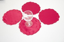 Pack of 4 20cm  8" Round Burgundy Scalloped  Edge Doilies Place Mats Kitchen