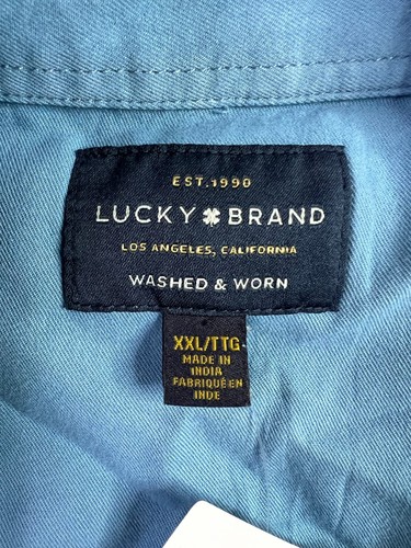 Lucky Brand Western Pearl Snap Shirt Men's 2XL Blue Short Sleeve Pockets NEW - Picture 7 of 13